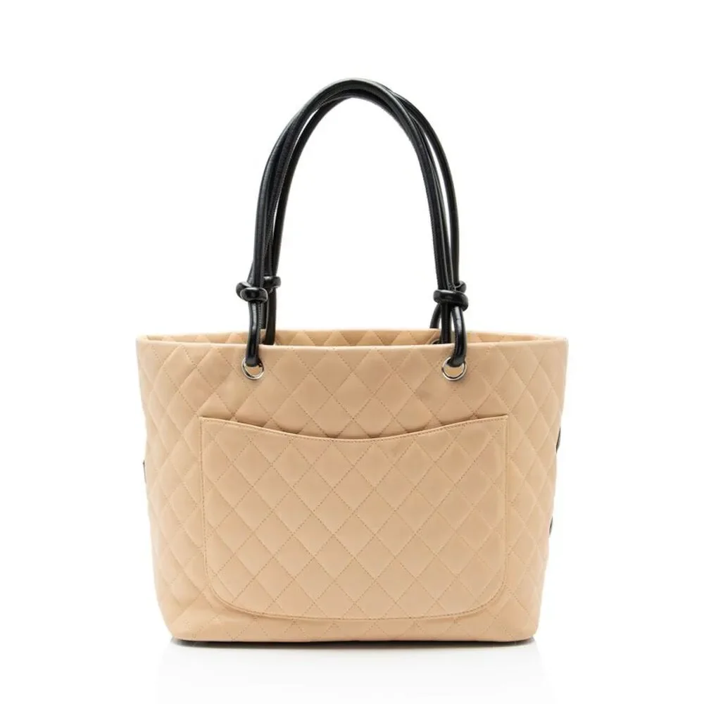 Chanel Vintage Lambskin Ligne Cambon Large Shopping Tote